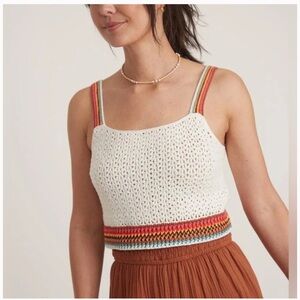 Marine Layer Caro Crochet Multicolor Striped Crop Tank Top‎ Size Small